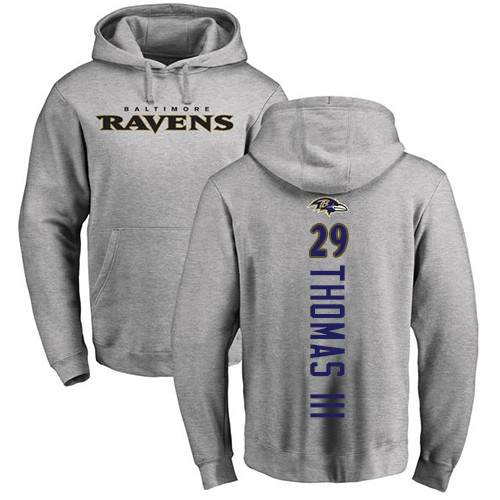 Men Baltimore Ravens Ash Earl Thomas III Backer NFL Football #29 Pullover Hoodie Sweatshirt